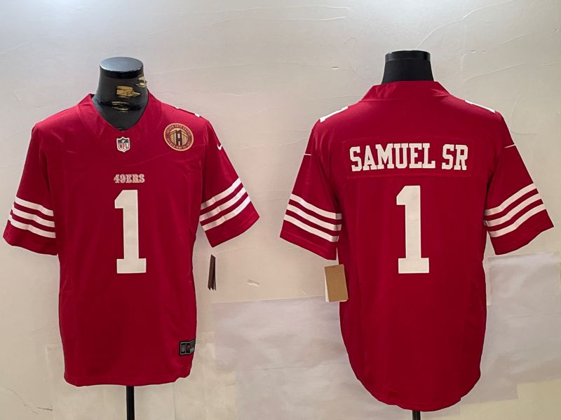 Men San Francisco 49ers #1 Samuel sr Red Three generations 2024 Nike Vapor Limited NFL Jersey style 3